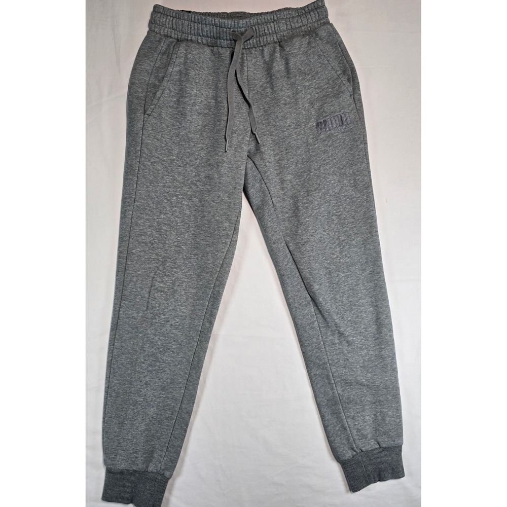 Puma Essentials Men Gray Fleece Jogger Sweatpants Small 671689-03